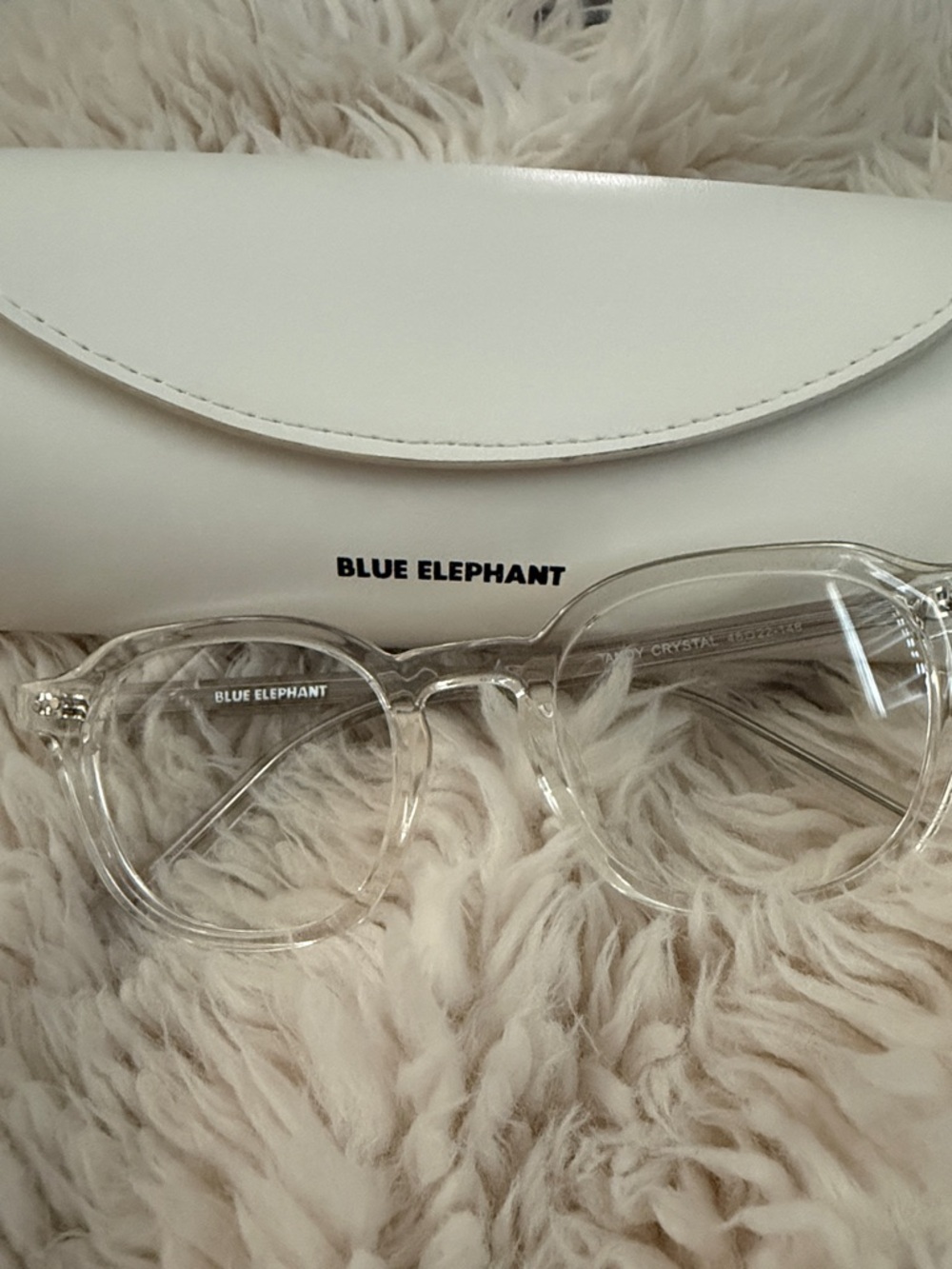 Blue Elephant Clear Frame Glasses with White Case